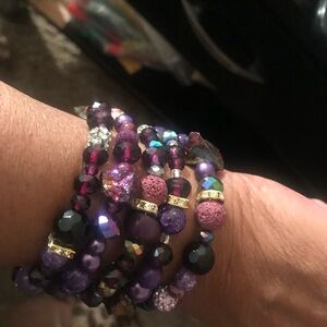 Purple Beaded Bracelet Set